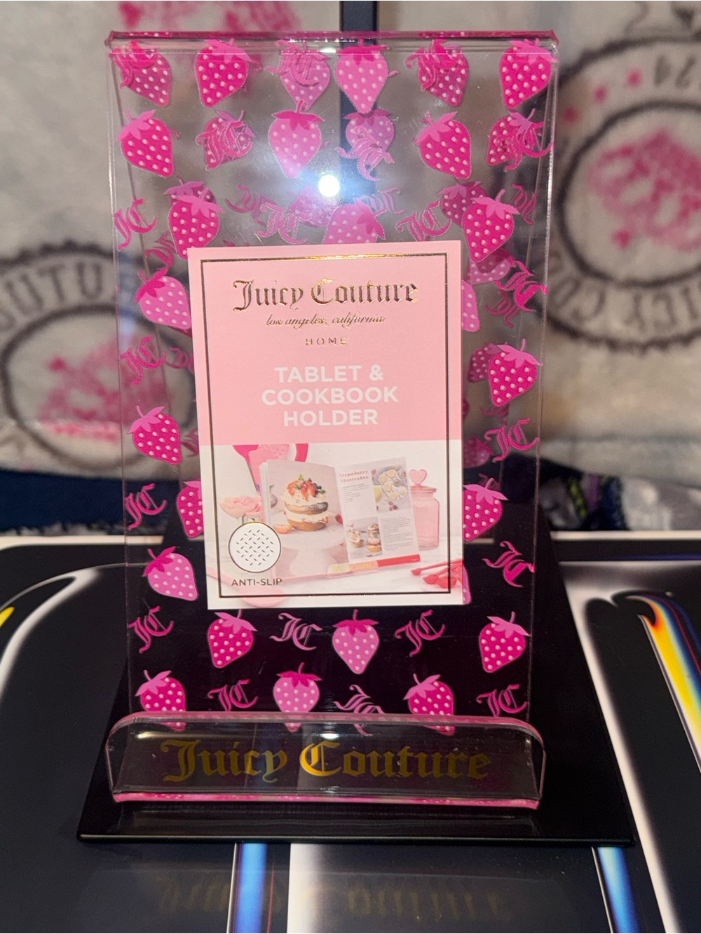 Juicy Couture Pink Strawberry Acrylic Tablet & Cookbook Stand